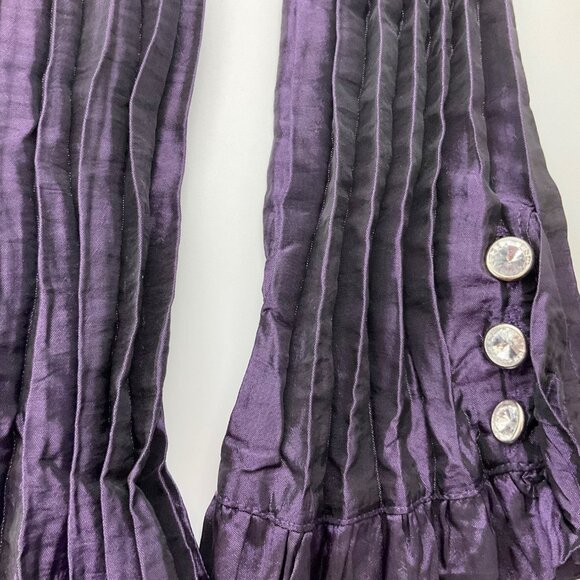 Vintage Y2K Agora Sz.Medium Blouse Purple Crinkle Frill Fairy Whimsygoth - Picture 2 of 10